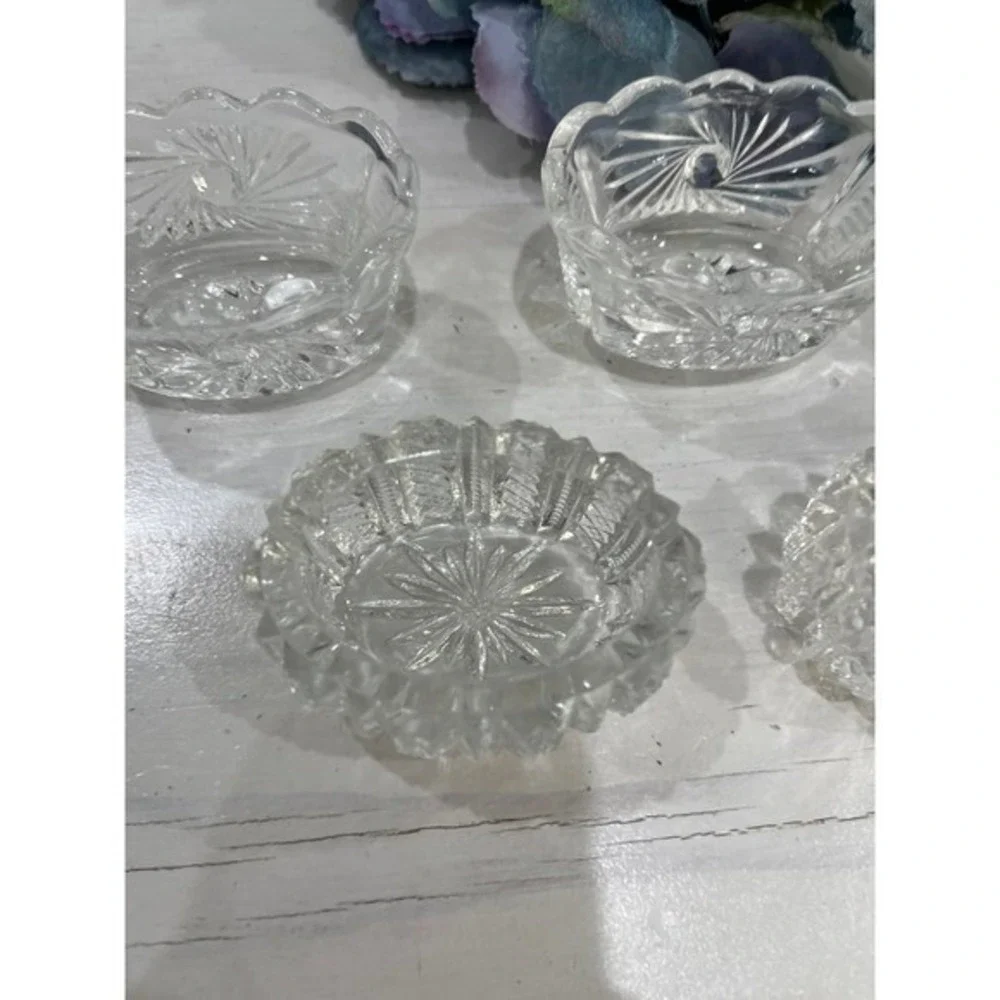 Vintage oval Glass Salt Cellar bundle of‎ 5 Open Salt cellars